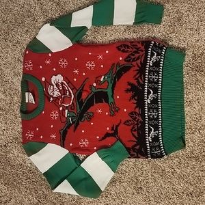 Ugly Christmas sweater with dinosaurs lights up Youth Medium